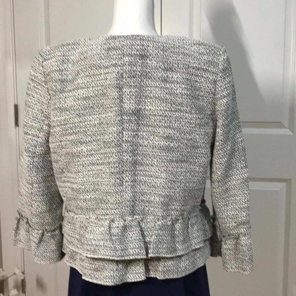 LOFT Gray Ruffle Jacket - Picture 2 of 6